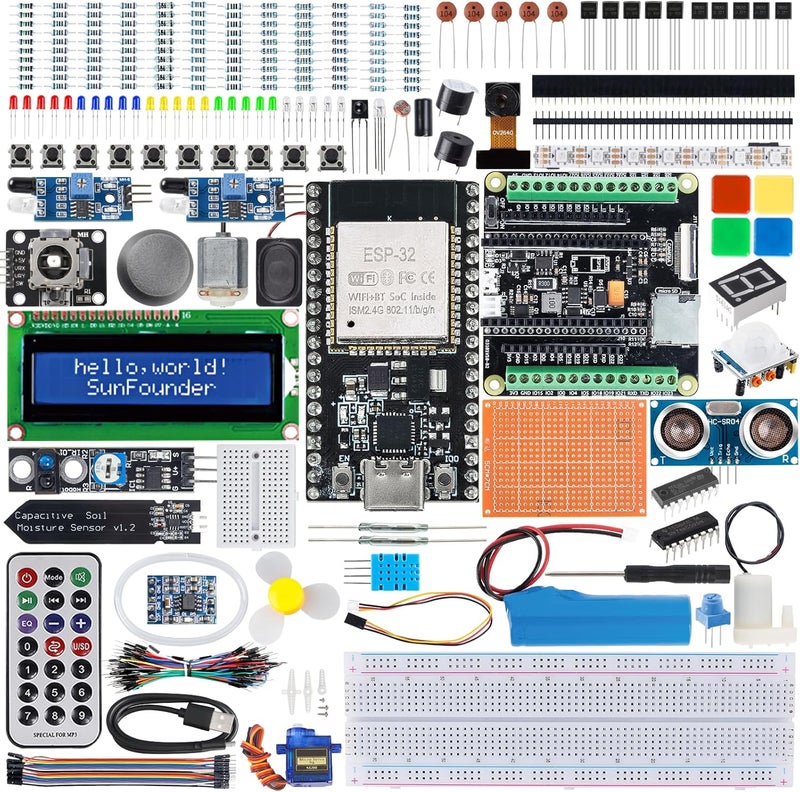 SunFounder ESP32 Ultimate Starter Kit (Compatible with Arduino) ESP32CAM, RoHS Compliant, Python C Scratch, Video Courses, IoT for Beginners Engineers, ESP32 Board & Battery Included - Image 1